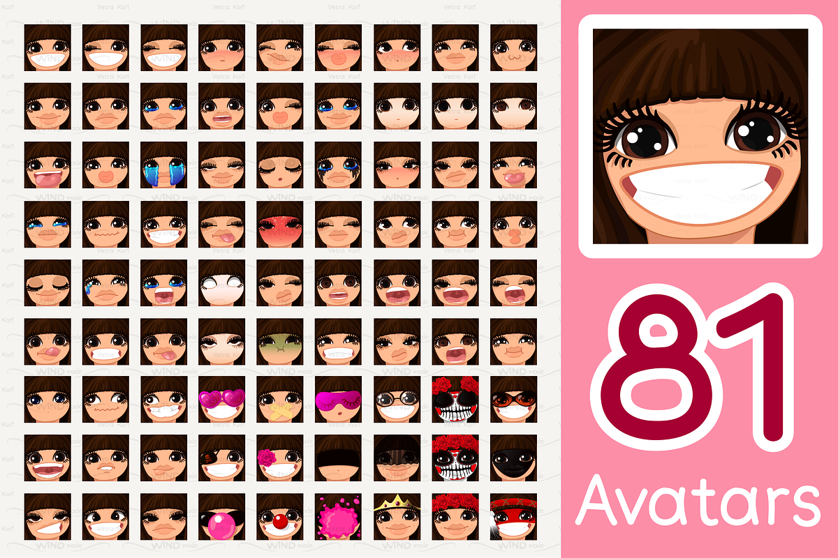 vector BIG avatars SET, a Templates & Theme by WINDmade (Photo 3 of 40)