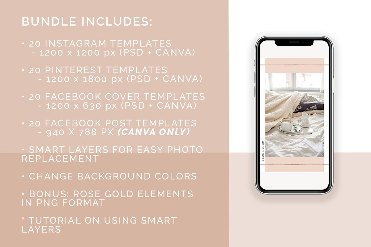 Rose Gold Social Media Bundle Canva, a Social Media Template by Fancy Malone (Photo 3 of 12)