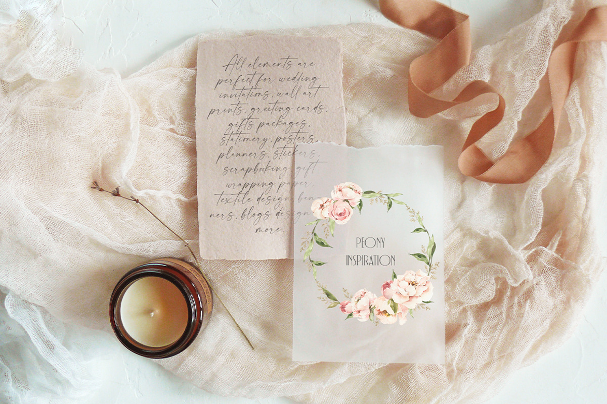Peony inspiration Watercolor clipart, an Object Illustration by ArtMaslyana (Photo 5 of 7)