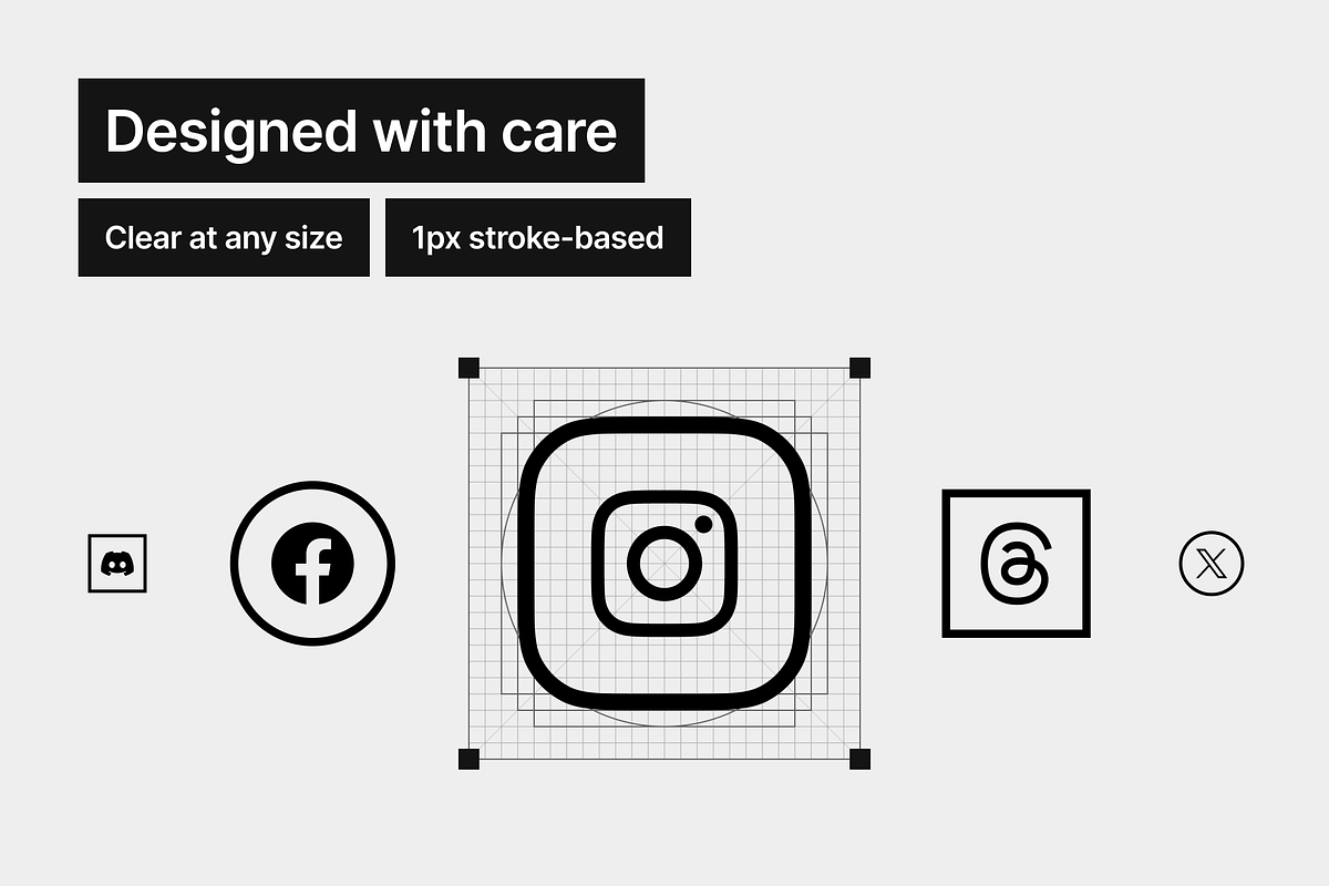 Social media - Light - 152 icons, an Outline Icon by Pictomate (Photo 3 of 7)