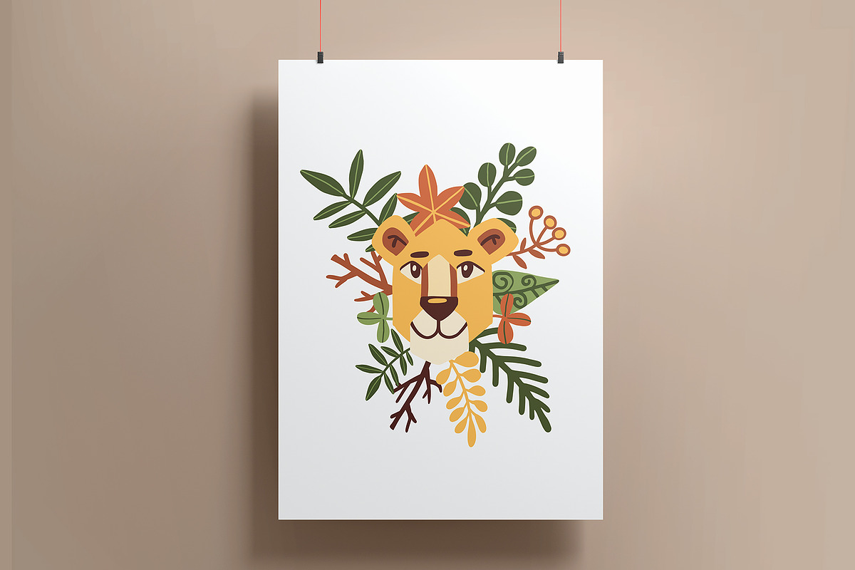 Lion's Dreams - Vector Clip Art Set, an Animal Illustration by Mashamashastu (Photo 10 of 11)