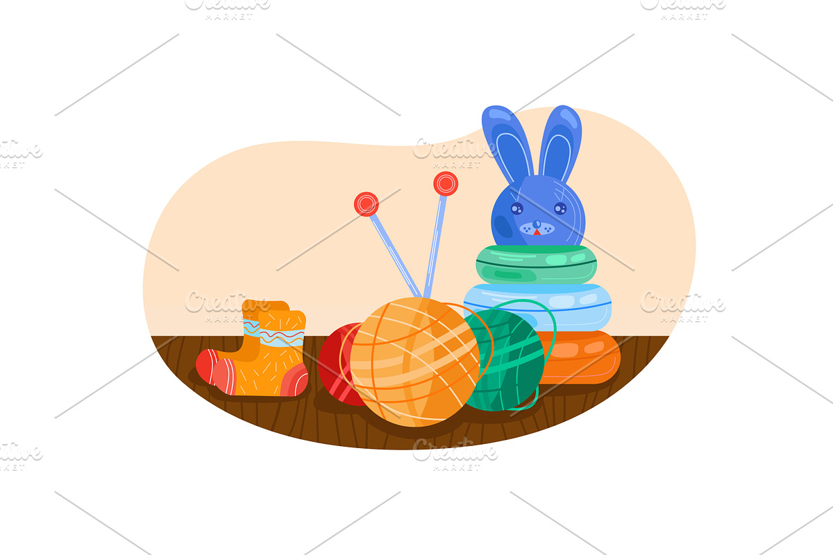 Knitted wool baby socks pair vector, an Object Illustration by vectorpointstudio