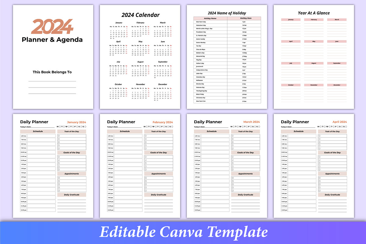 2024 Planner & Agenda Canva Interior