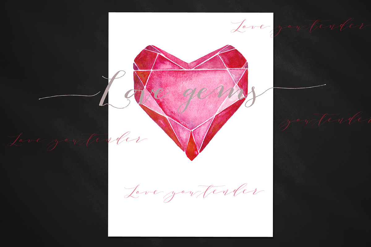 Hearts gems. Valentine clipart, an Illustration by LABFcreations (Photo 4 of 9)