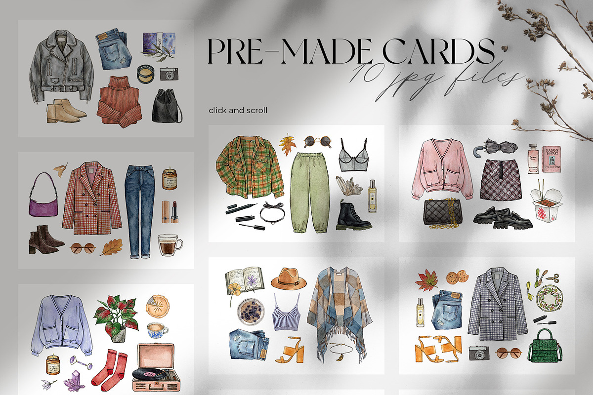 AUTUMN ESSENTIALS fashion watercolor, an Object Illustration by alenaganzhela (Photo 2 of 14)