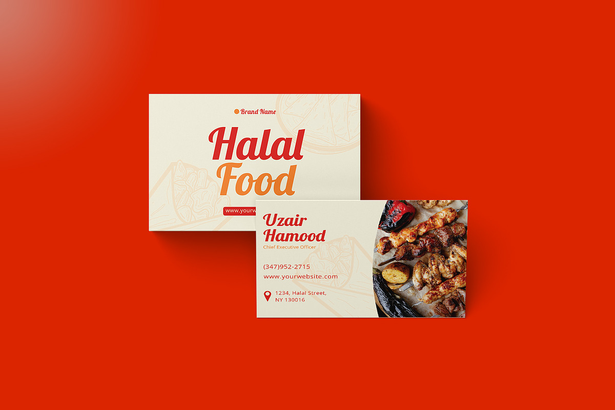 Halal Food - Business Card, a Business Card Template by StreaksideStd