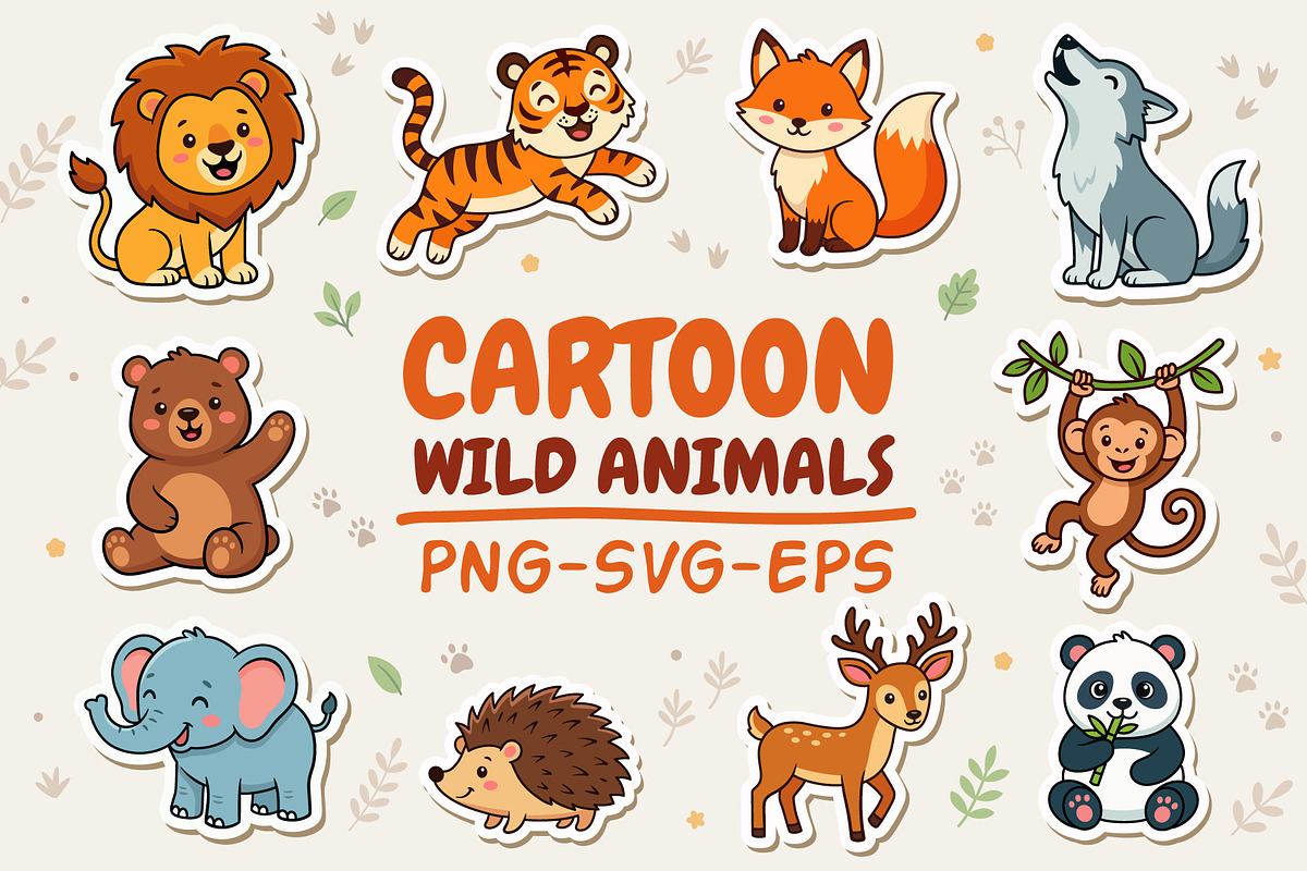 Cartoon Wild Animals Clipart, an Animal Illustration by Mad Max Shop (Photo 1 of 3)