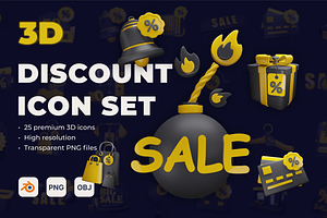 Discount 3D Icon Set, a 3D by Laimmilka