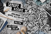 SEALIFE Graphic Doodle Illustration, a Seasonal Illustration by BALABOLKA (Thumbnail 1 of 3)