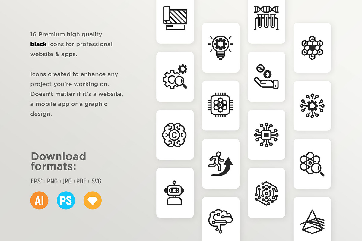 Deep Tech | 32 Icons Set, an Outline Icon by Marina Silence (Photo 11 of 17)