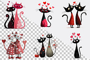 Quirky Valentines Cats Clipart  Bund, an Illustration by SVGArt (Thumbnail 3 of 8)