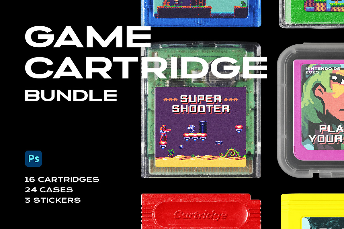Game Cartridge Mockup Bundle Retro, a Product Mockup by PrintPixel (Photo 1 of 27)