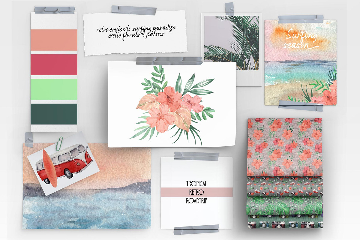 Tropical Summer Retro Roadtrip, a Seasonal Illustration by Catch the Dream Art (Photo 2 of 10)
