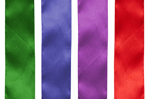 Multicolored satin ribbons for decoration on an isolated backgro, an Abstract Photo by ndanko