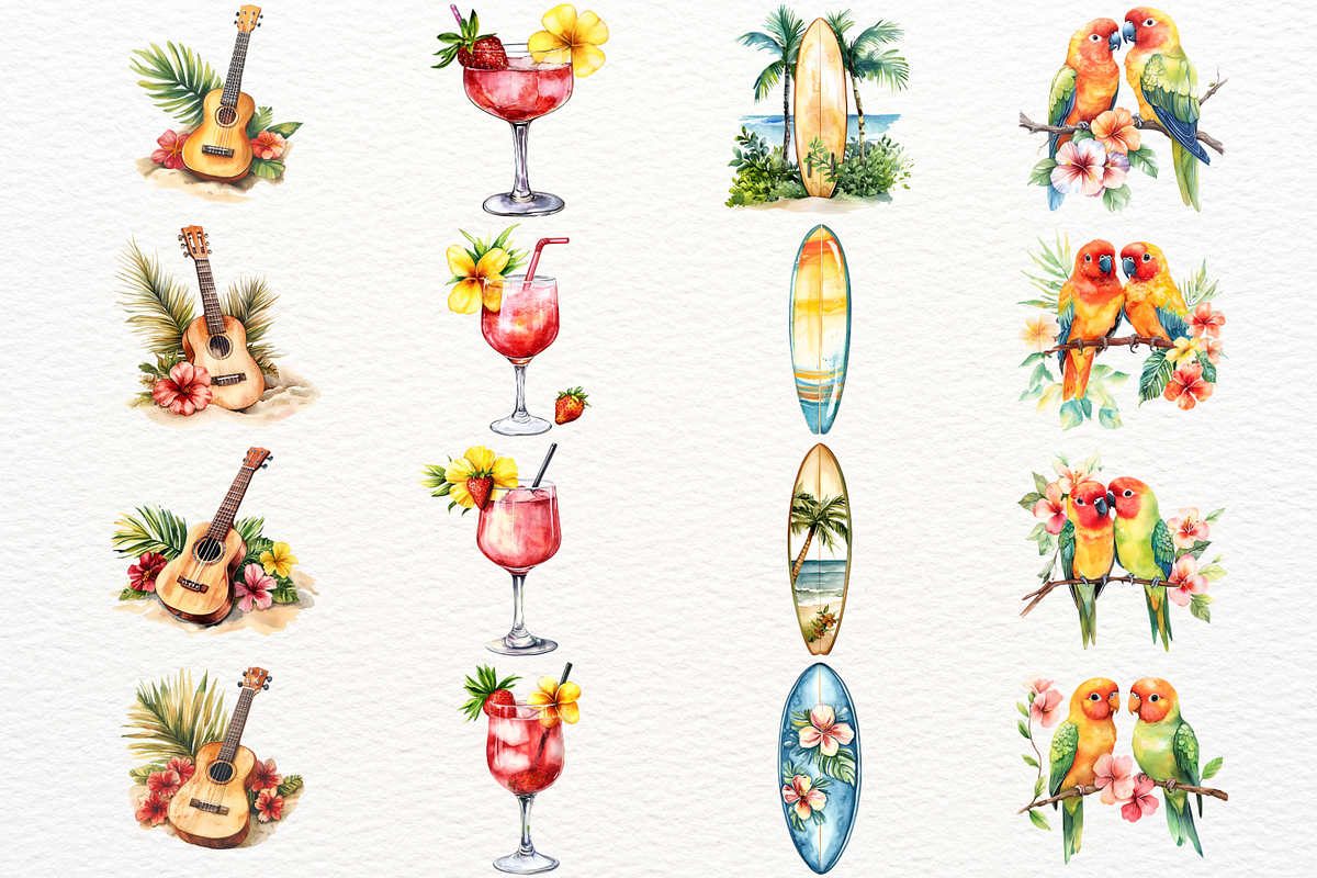 Tropical Summer Party Clipart PNG, a Seasonal Illustration by SugarCloudStudioArt (Photo 4 of 6)