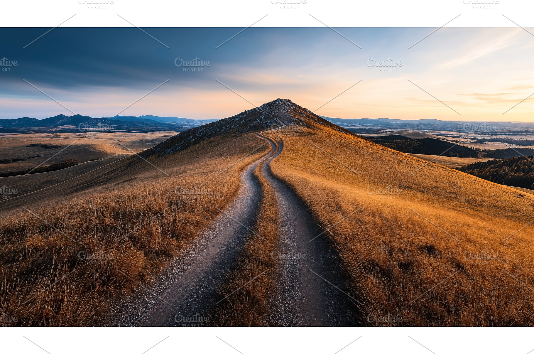 Dirt road leading through golden, an Abstract Photo by Sergey Kotenev
