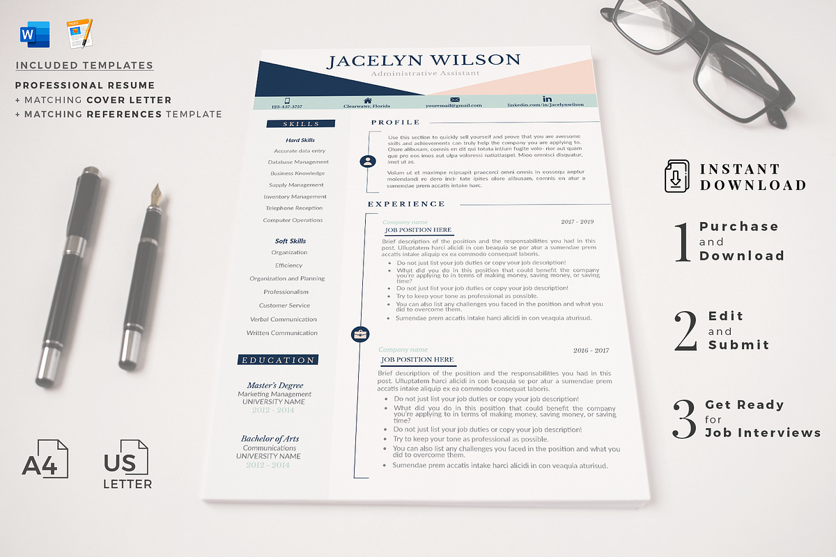 Creative Resume Example, CV Cover L., a Resume Template by HIRED Design Studio (Photo 12 of 19)