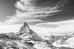 Monochrome view on snowy Matterhorn, a Nature Photo by Ekaterina Grivet