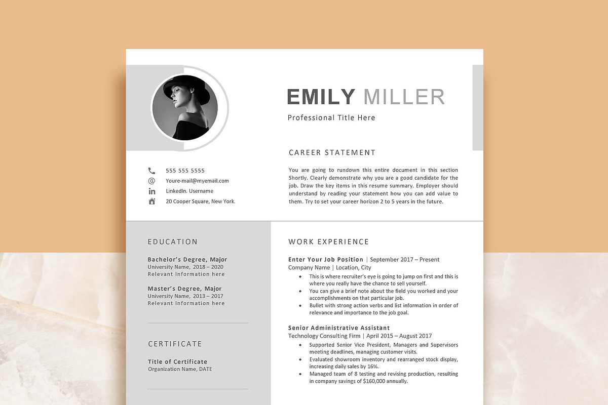 Modern Resume Template, a Resume Template by VictoriousVita (Photo 1 of 8)