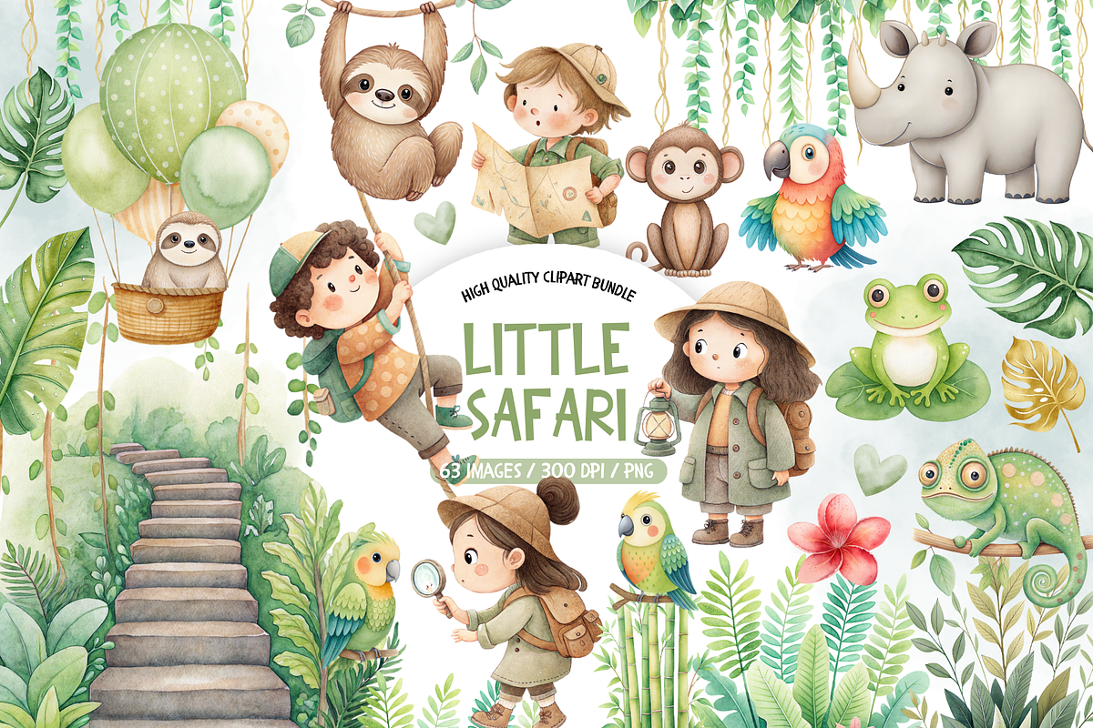 Little Safari Clipart Set, an Illustration by TatiMockup (Photo 1 of 7)