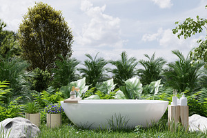 Bathtub on ground grass
