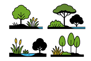 Vector illustration of various trees, an Illustration by ZinetroN