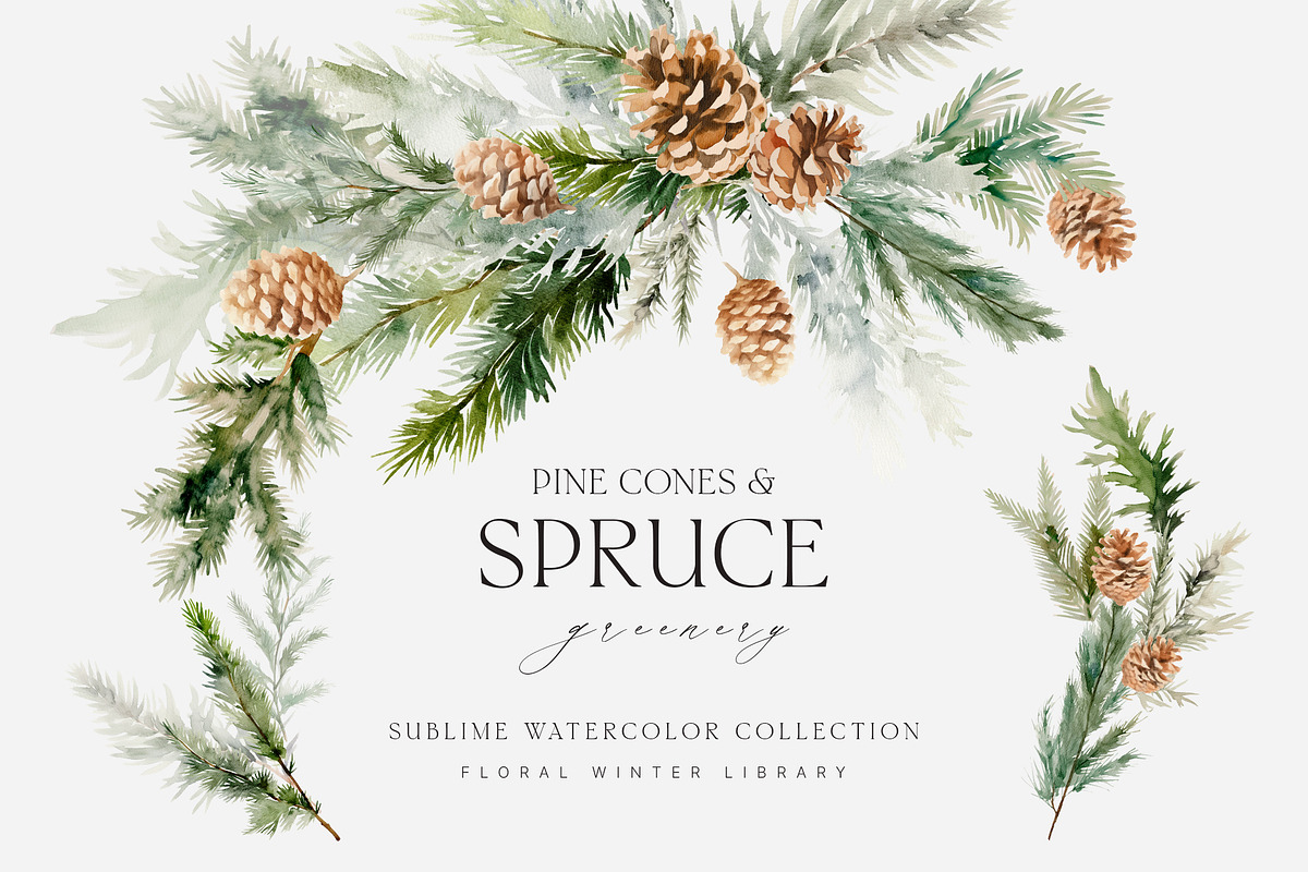 FLORAL WINTER BOX Watercolor Bundle, a Seasonal Illustration by Muse Artist (Photo 81 of 95)