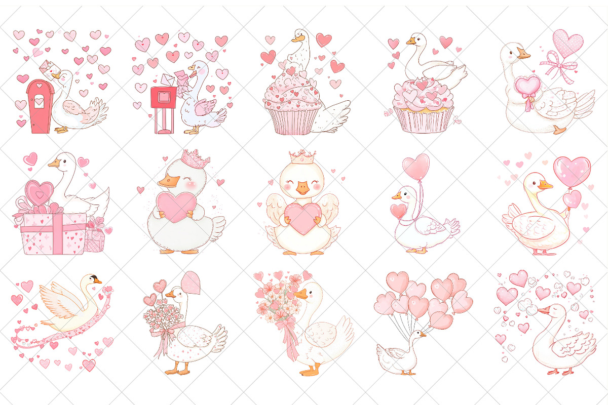 Valentine Goose Clipart, Ducks PNG, an Illustration by SinaCreation (Photo 2 of 7)
