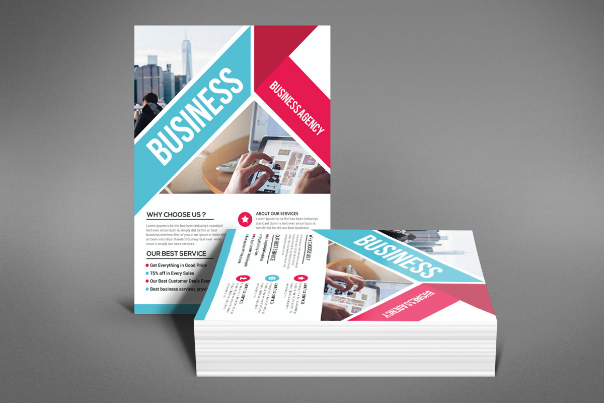 Material Style Business Flyer, a Flyer Template by graphicforest