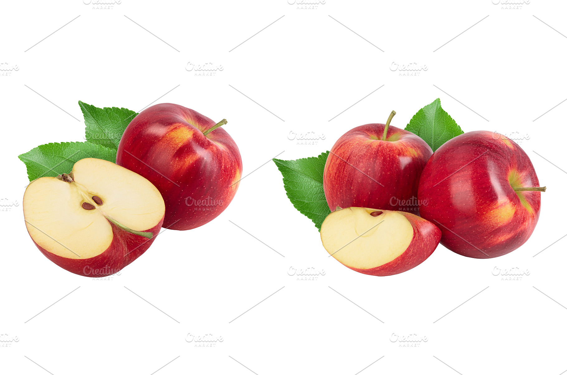 Red apple with half isolated on, a Food & Drink Photo by NataPhoto