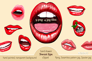 Sexy Red Lips Clipart – PNG Set