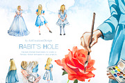 Watercolor Rabit's Hole Clipart Set, a Person Illustration by ArtCreationsDesign (Thumbnail 12 of 14)