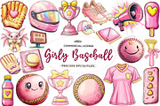 Retro Girly Baseball Clipart, an Illustration by CreationArt (Thumbnail 1 of 5)