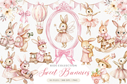 Cute Pink Bunny Clipart, an Animal Illustration by ClipArtCharm (Thumbnail 1 of 7)