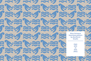 Blue Octopus Seamless Pattern