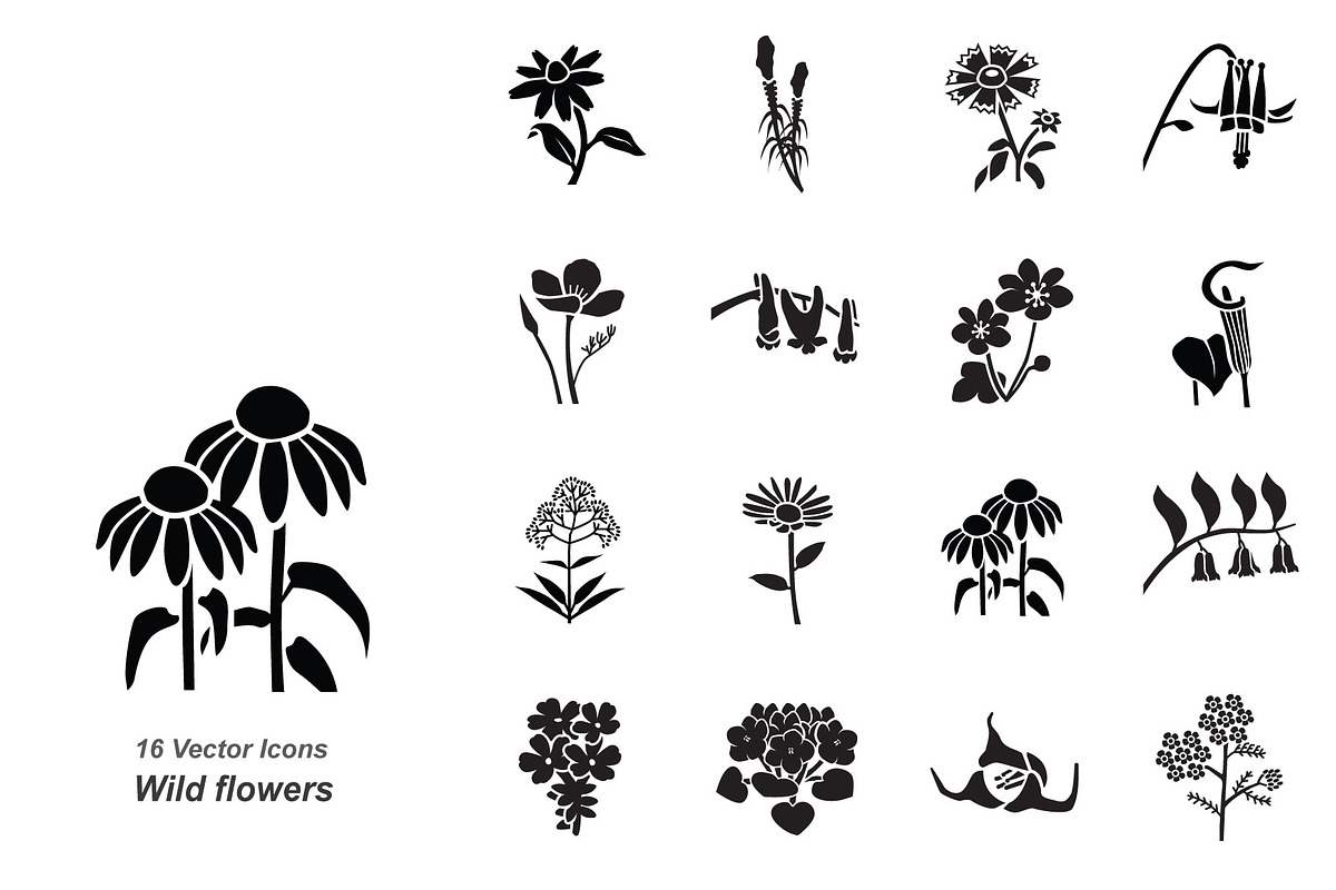 Wild flowers vector icons, an Icon by Jisun Park