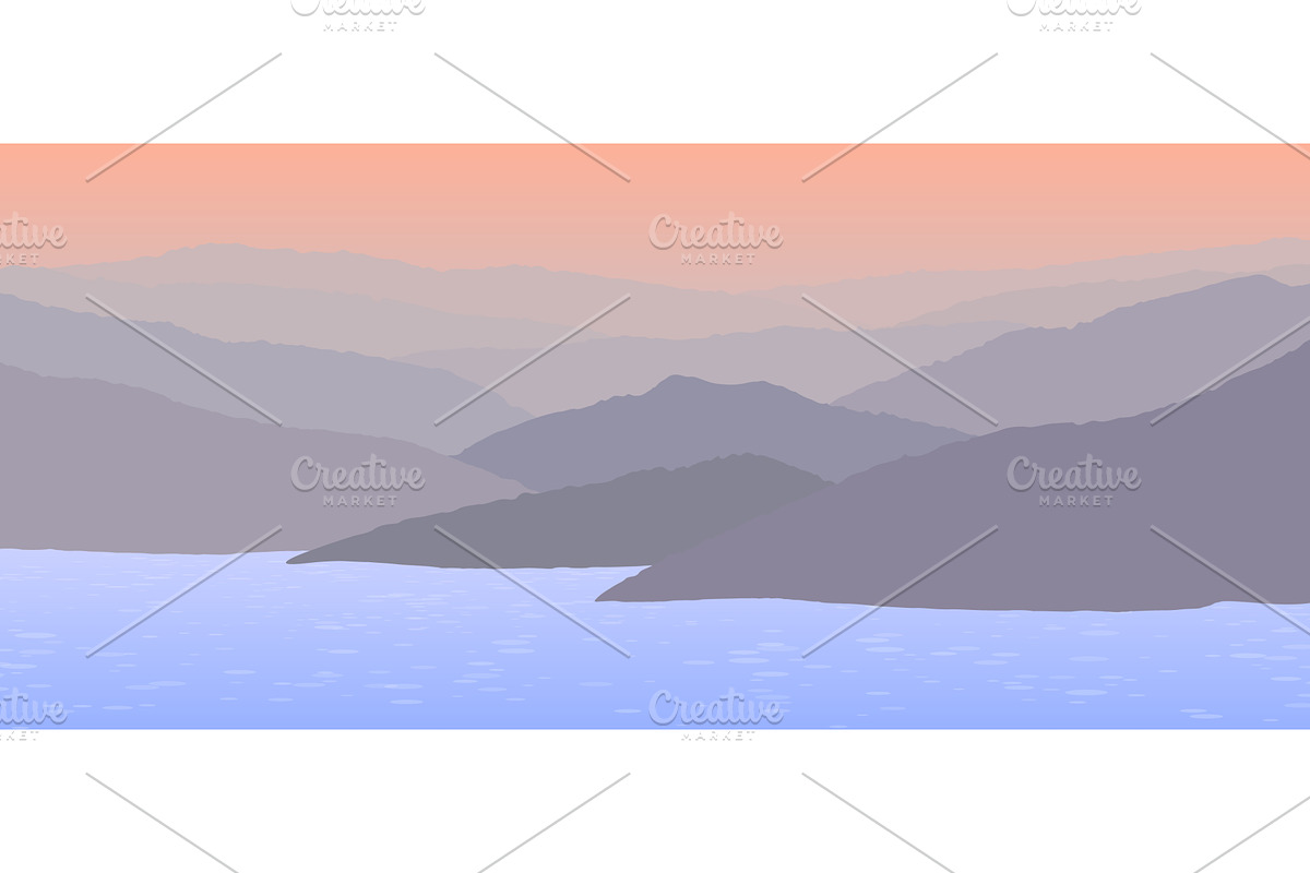 Beautiful pink sunset over the foggy, a Texture Illustration by Ederella