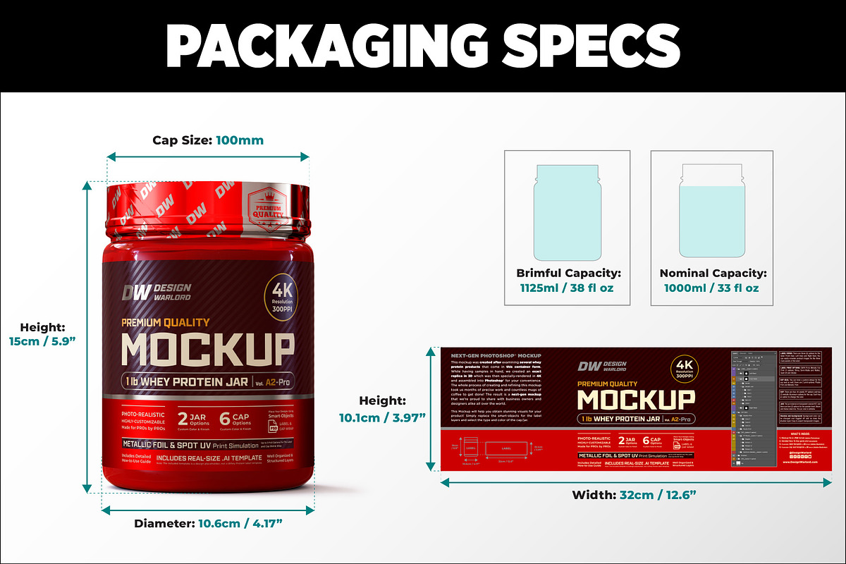 1lb Whey Protein Jar Mockup A2-Pro, a Packaging Mockup by Design Warlord (Photo 13 of 16)