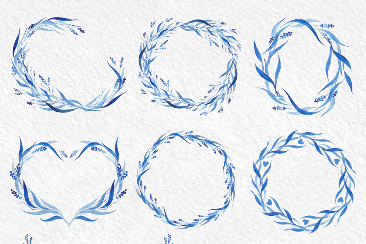 Watercolor design set in blue tones, an Illustration by Yashroom (Photo 4 of 5)