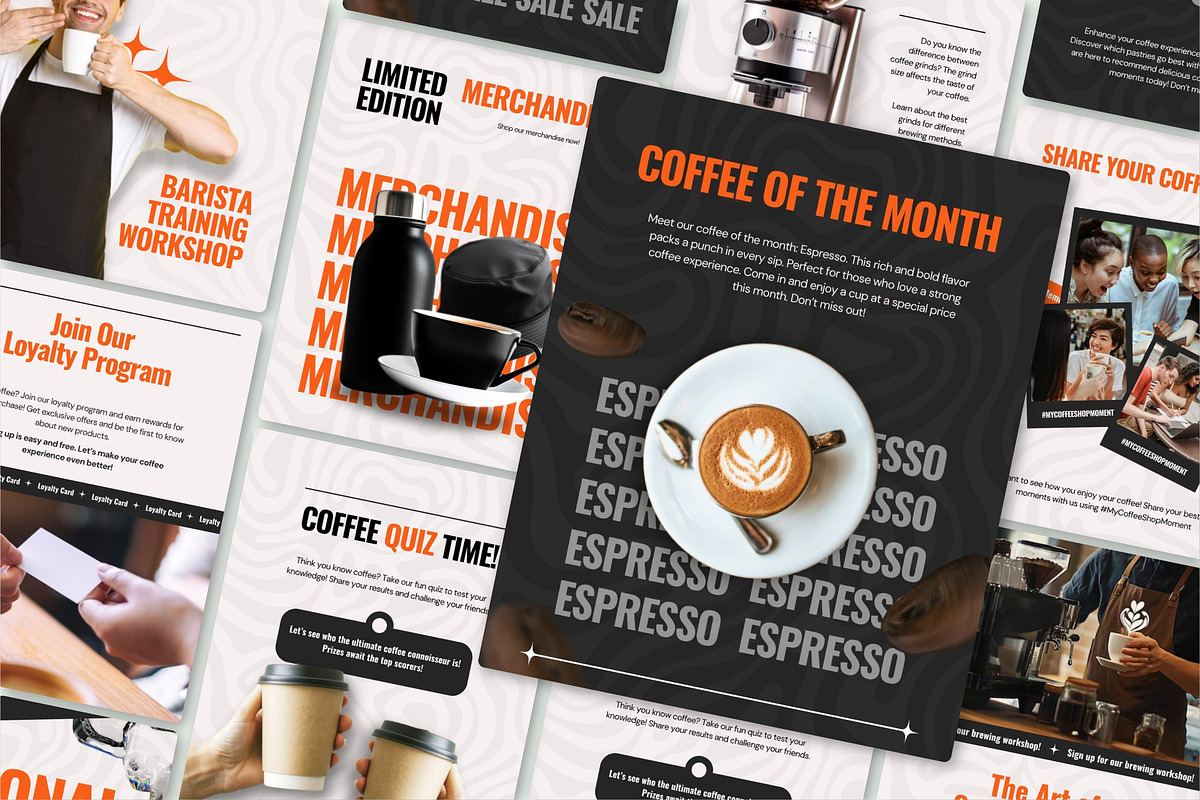 Canva Coffee Shop & Cafe Templates, a Design Template by SecondBrain Store (Photo 1 of 10)