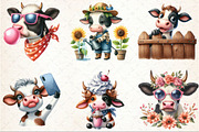 Watercolor Funny Cow Clipart, an Illustration by Rose Art (Thumbnail 6 of 6)
