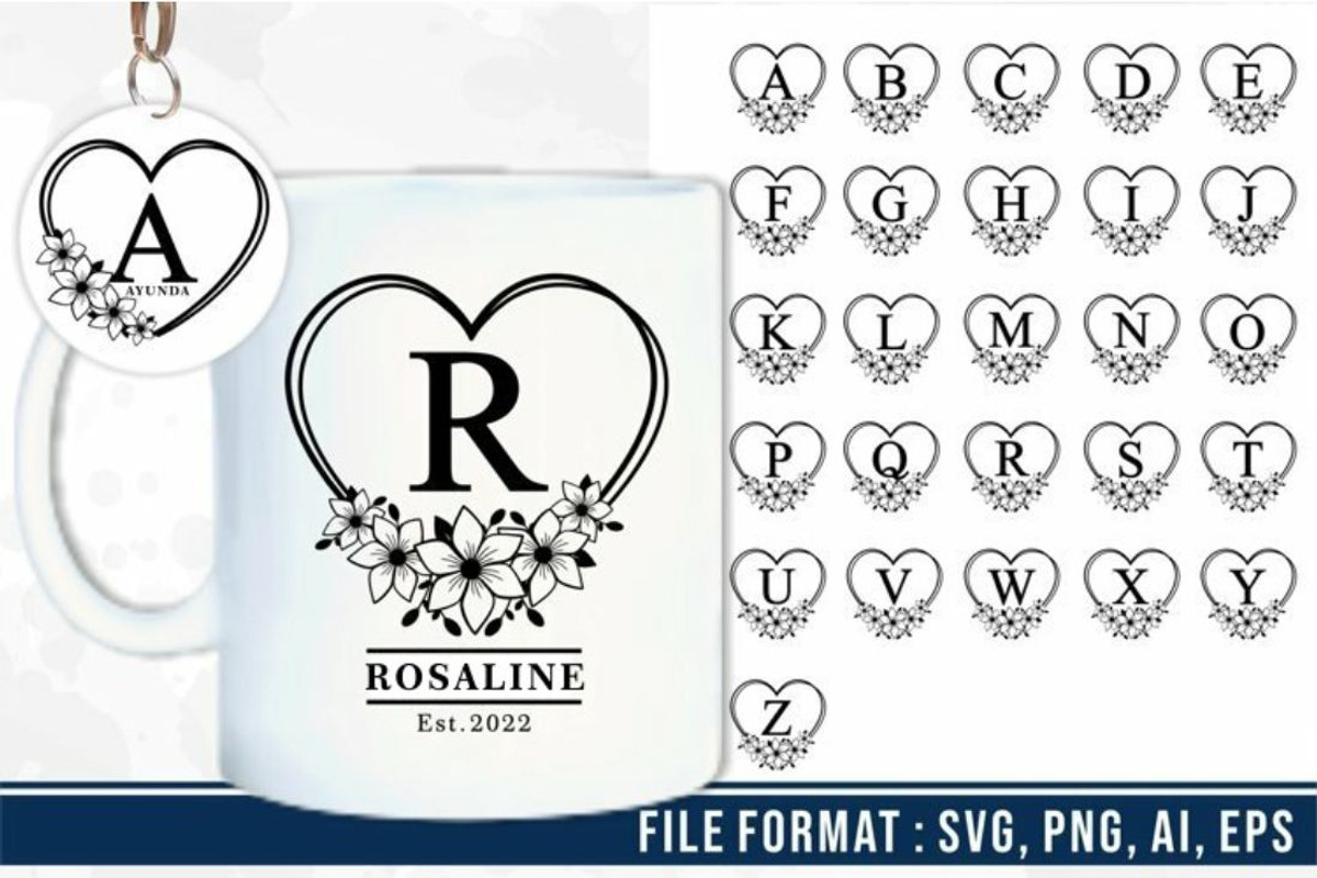 Floral Alphabet Monogram Letter SVG, a Graphic by D2PUTRI (Photo 3 of 27)