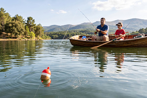 Father and Child Fishing on a Mountain Lake, a Sports & Recreation Photo by Davizro's Market
