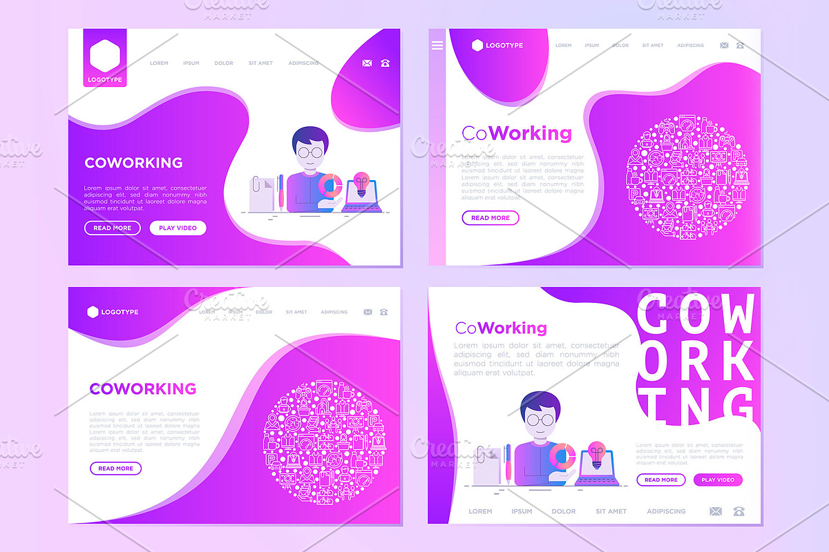 40 Coworking Templates / 16 Icons, a Flyer Template by Alex Blogoodf (Photo 6 of 13)