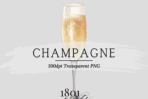 Champagne Watercolor Cocktail
