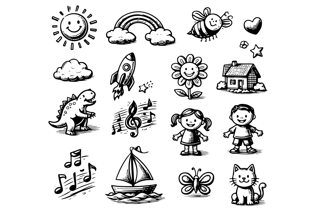 Kids Doodle Set, an Object Graphic by RT Studio (Photo 2 of 4)