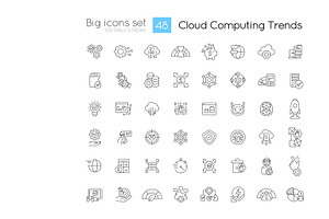 Cloud computing trends linear icons, an Icon by IMG Visuals