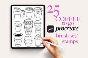 25 Coffee To Go Procreate Stamps