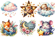 Sweet Dreams Sign,Sleepy Animals png, an Illustration by Watercolor design (Thumbnail 2 of 3)