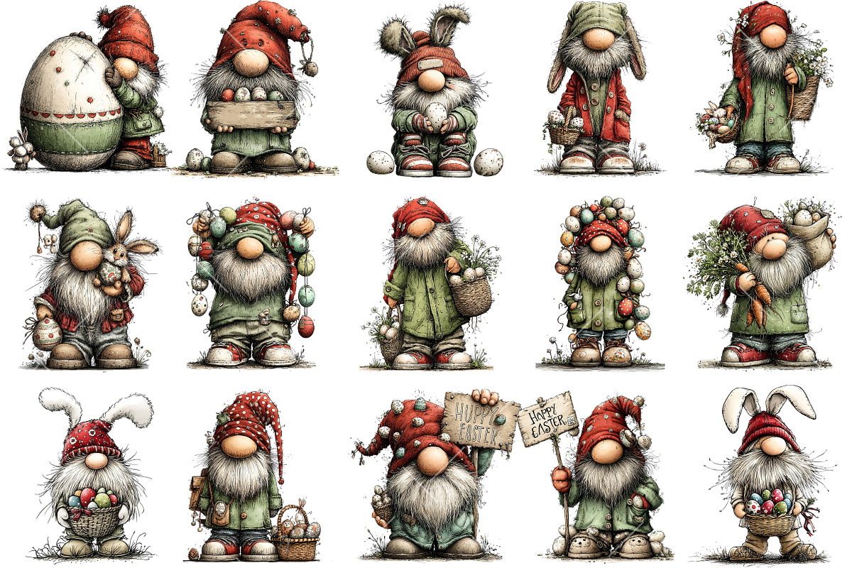 Whimsical Easter Gnome Clipart, an Illustration by OK Design (Photo 6 of 6)